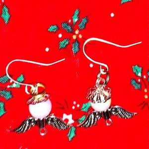 Semi Precious Stone Angel Wing Earrings